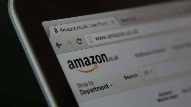 Amazon website homepage on a laptop in the UK in 2014