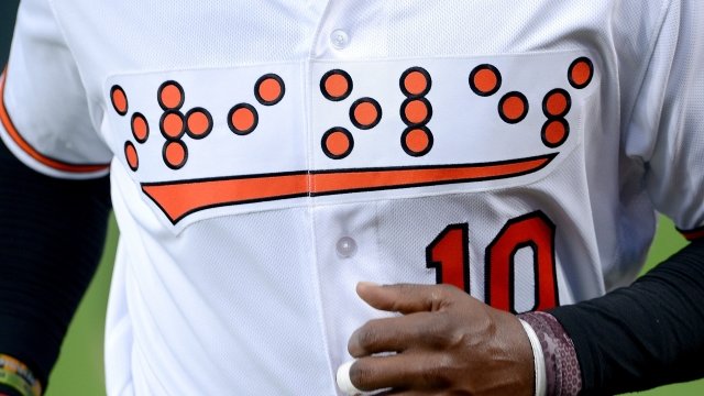 The Baltimore Orioles wear Braille jerseys
