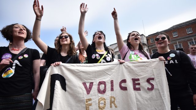 Pro-abortion rights supporters in Ireland