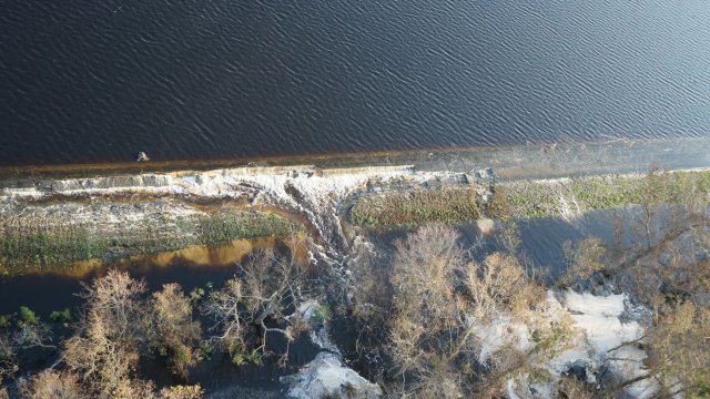 Coal combustion byproducts leave a Duke Energy cooling lake and enter Cape Fear River in North Carolina.