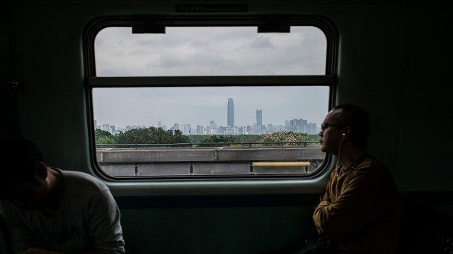 View of Hong Kong through train window