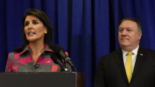 U.S. Ambassador to the United Nations Nikki Haley and Secretary of State Mike Pompeo