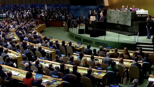 President Donald Trump gives speech at U.N. General Assembly