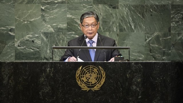 Myanmar's union minister addresses U.N. General Assembly
