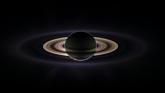 A panoramic view of Saturn as photographed by Cassini
