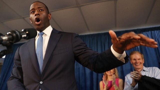 Democratic candidate for Florida Governor Andrew Gillum speaks at a rally