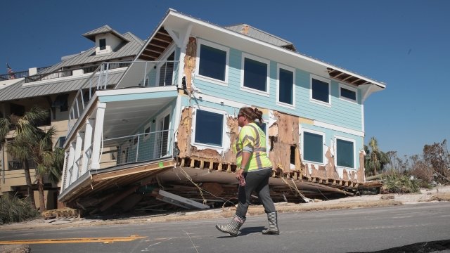 Crews clear debris from the streets of Mexico Beach, Florida