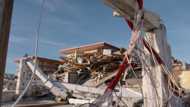 Homes lie in ruin across Mexico Beach, Florida.