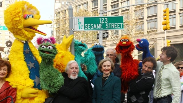 "Sesame Street" puppets and Caroll Spinney
