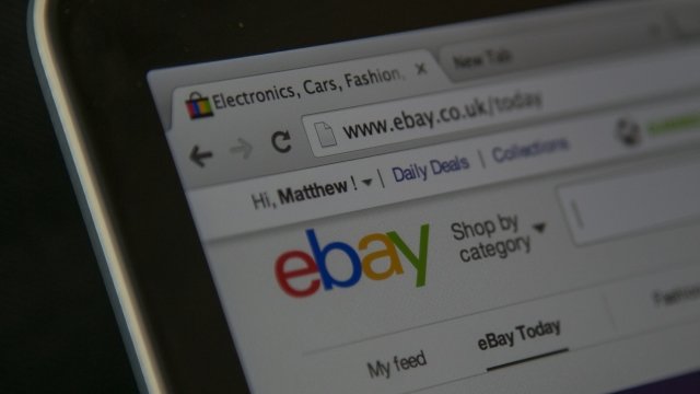 eBay's website on a laptop