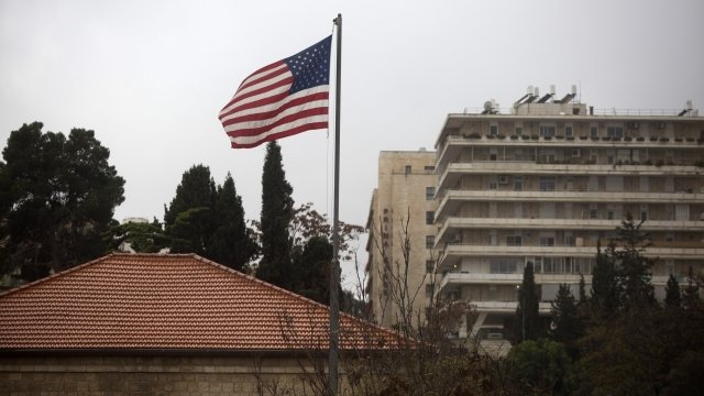 American flag flies over the U.S. consulate in Jerusalem