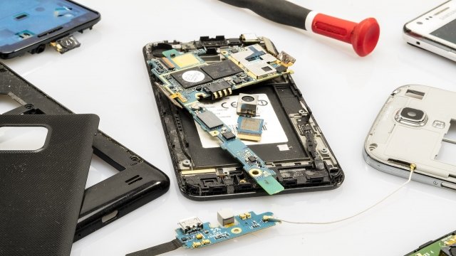 A disassembled smartphone