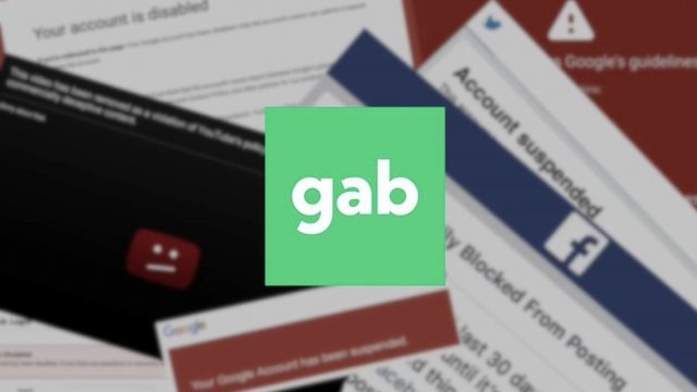 "Gab" logo surrounded by web pages.
