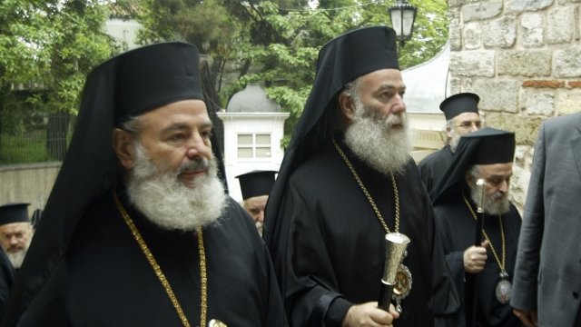 A group of bearded Greek Orthodox bishops