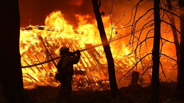 Firefighter battles the Camp Fire
