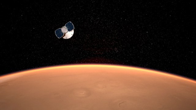 Animation of InSight landing on Mars.