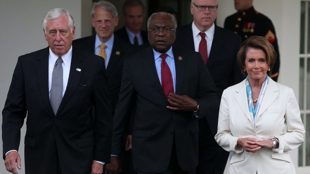 House Democratic leaders leave a meeting at the White House