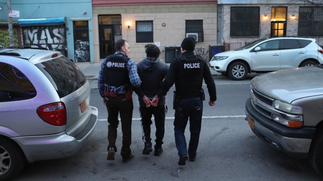 ICE officers arrest a man in New York