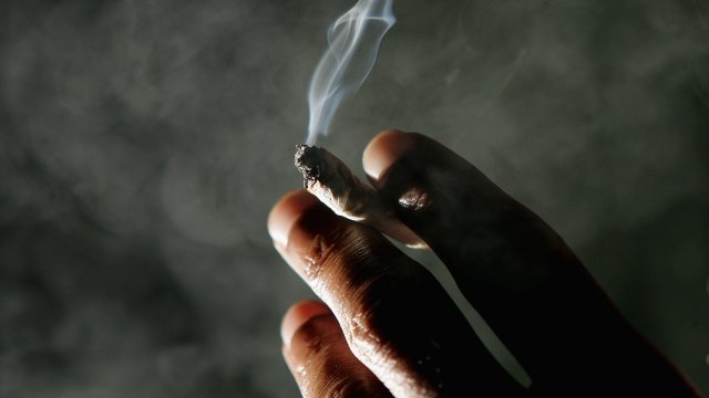 Man holding marijuana joint