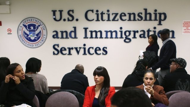 2: Immigrants prepare to become American citizens at a naturalization service on January 22, 2018 in Newark, New Jersey.