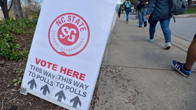 A sign at a North Carolina polling place