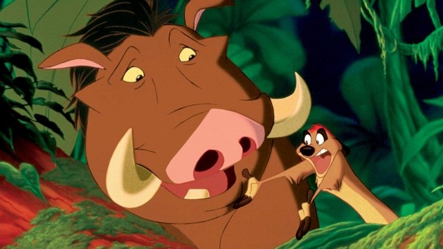 A promotional image of Timon and Pumba from Disney's "The Lion King"