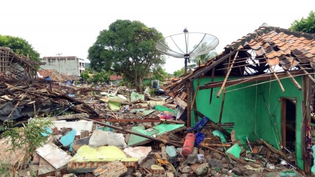 Destruction after tsunami in Indonesia