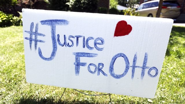 A lawn sign that reads, '#Justice For Otto'