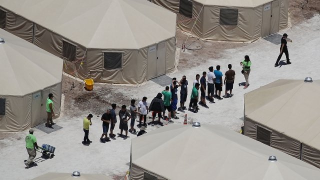An aerial view of the Tornillo, Texas migrant shelter