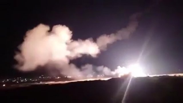 Syrian forces launching surface-to-air missiles