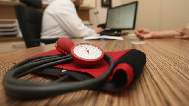 A blood pressure meter on a doctor's desk