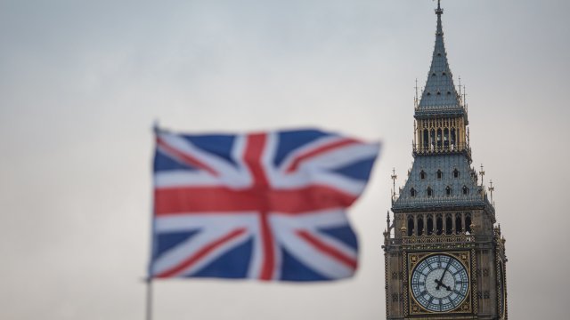 UK flag and Big Ben.