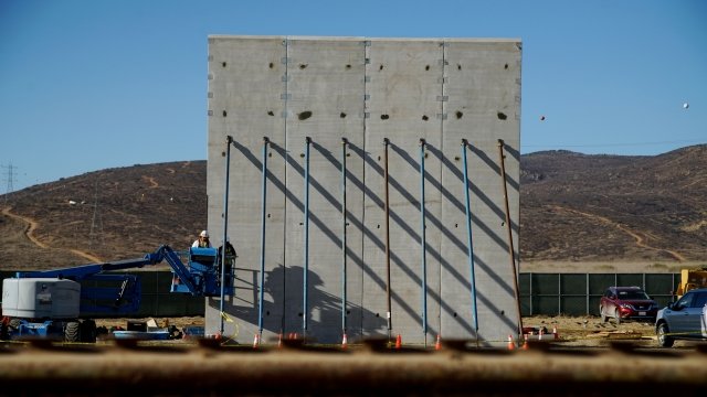 Prototype sections of a border wall between Mexico and the United States are under construction on October 5, 2017 in Tijuana