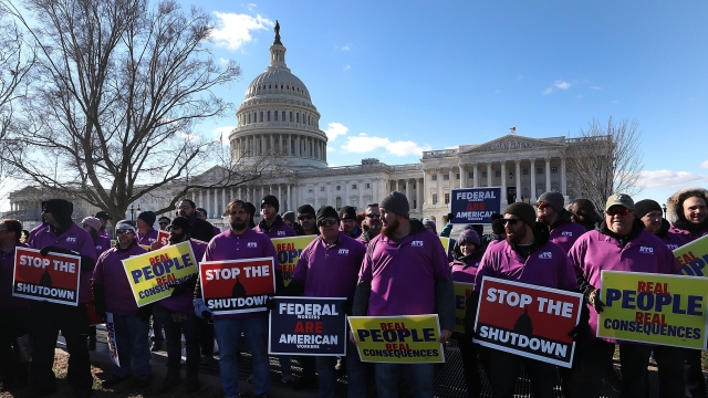 Federal workers protesting partial government shutdown