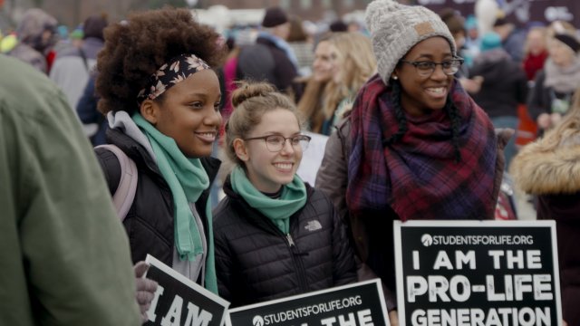 Millennial protesters at March for Life in Washington, DC