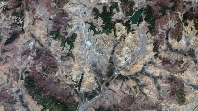 Satellite image of what researchers say is a secret military base in North Korea