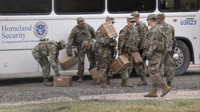 U.S. Army soliders arriving at the U.S.-Mexico border