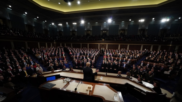 President Trump giving is State of the Union address in 2018