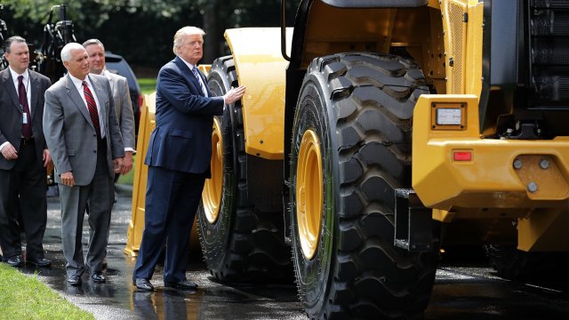 President Trump looks at American-made product.