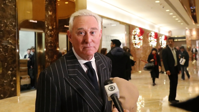 Roger Stone speaking to reporters