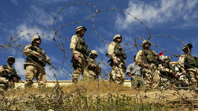 U.S. Troops on the border of Iraq and Iran.