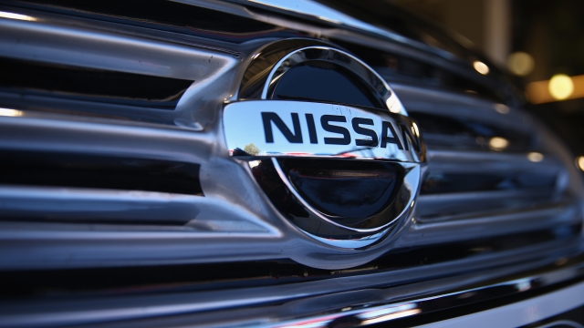 A Nissan logo on a vehicle