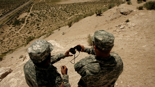 National Guard troops patrol the New Mexico border with Mexico