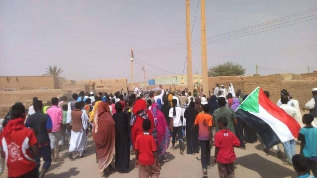 Protesters in Sudan gather