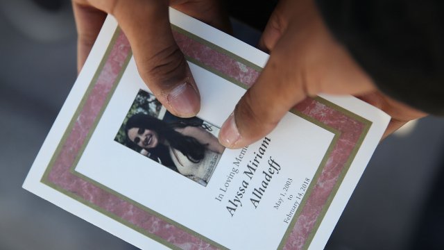 A program is seen from the funeral of Alyssa Alhadeff.