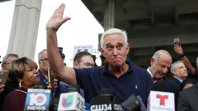 Roger Stone talking to the press
