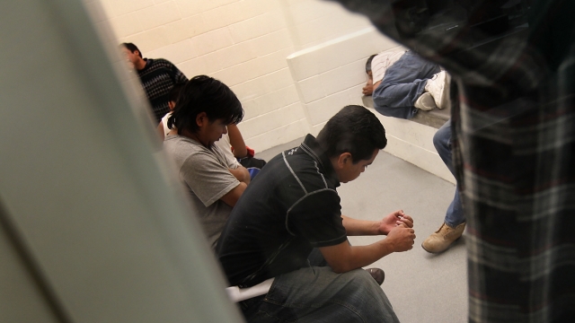 Undocumented immigrants in an ICE center