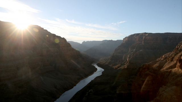 The Colorado River cuts through the Grand Canyon in Arizona