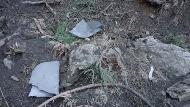 Fragments of what Pakistan claims to be an Indian missile