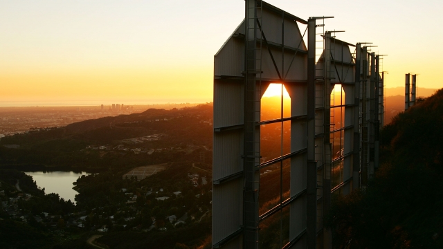 The Hollywood sign at sunset